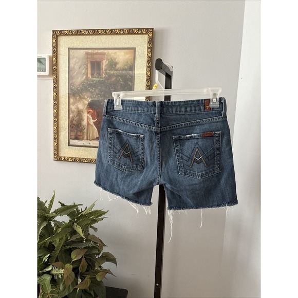 7 For All Mankind Cutoff Shorts Blue Jean Denim 5 Pockets Design Women's 30 - Picture 5 of 12